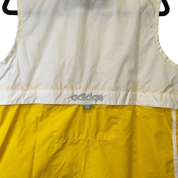 💛🟡 ADIDAS Yellow/ White Windbreaker Vest With Back Pocket - Picture 9 of 16